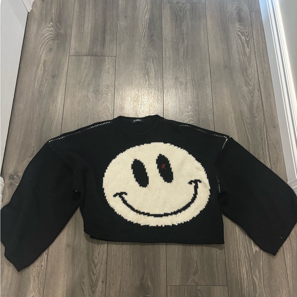 Raf Simons Black Smiley Intarsia Knit Sweater